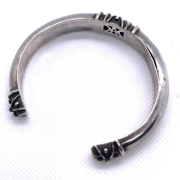 925 Sterling Silver Deborah Armstrong Hollow Dome Cuff Statement Bracelet VTG - Picture 8 of 16